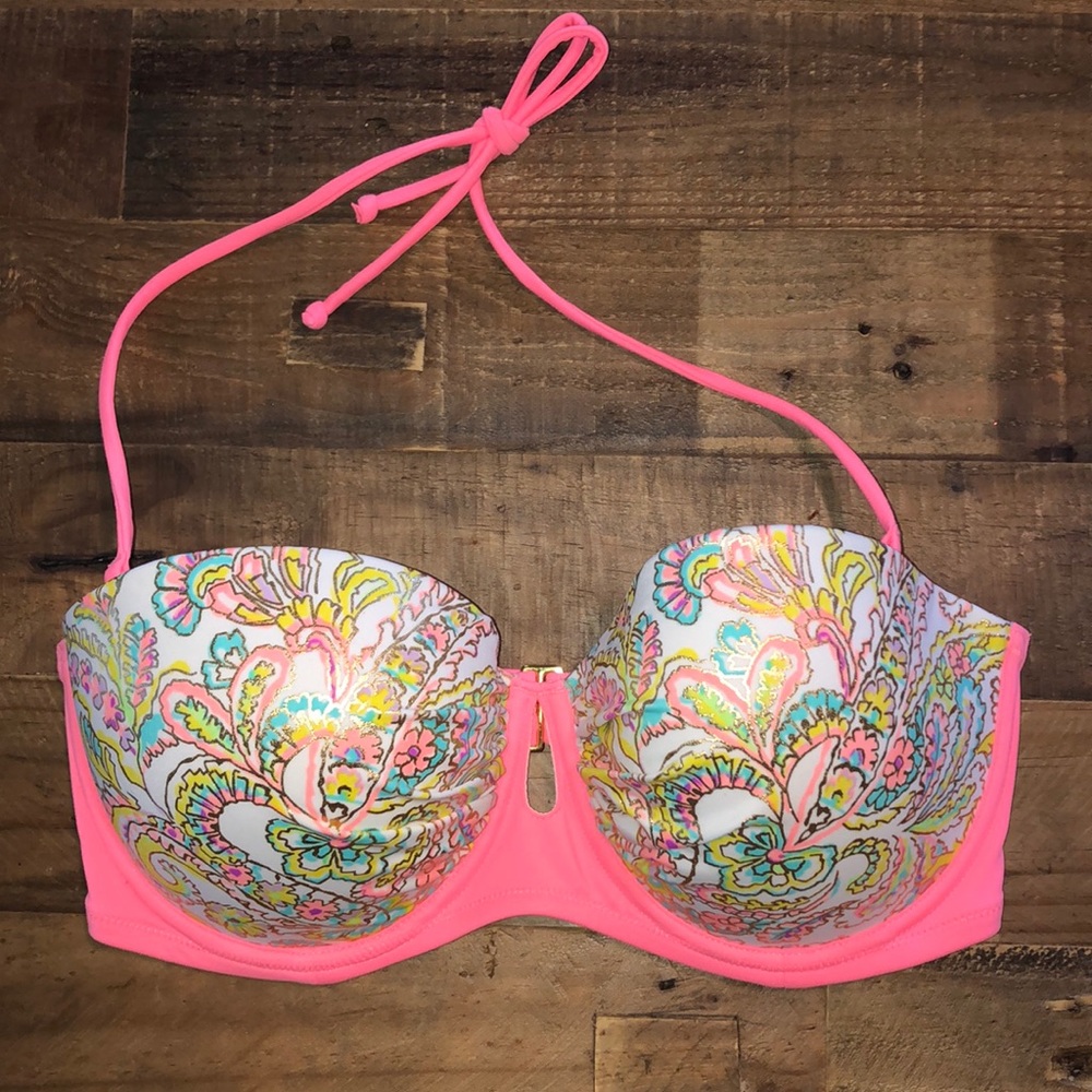 Victoria Secret Swim 34DD Coral Gold Bikini Top